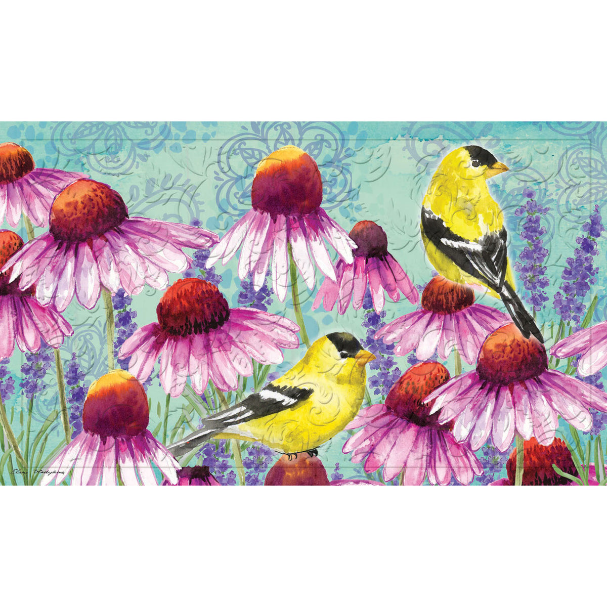 Bright Flowers and Finches Garden Textured Suede Flag Simply Devine