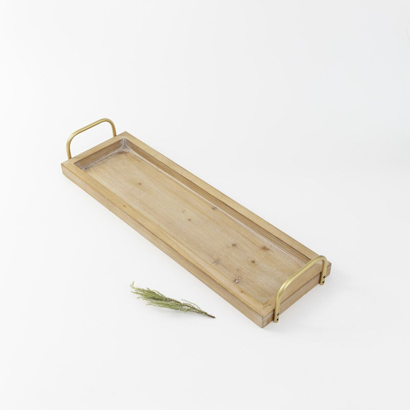 Wood Tray with Gold Metal Handles – Simply Devine Gifts and Decor