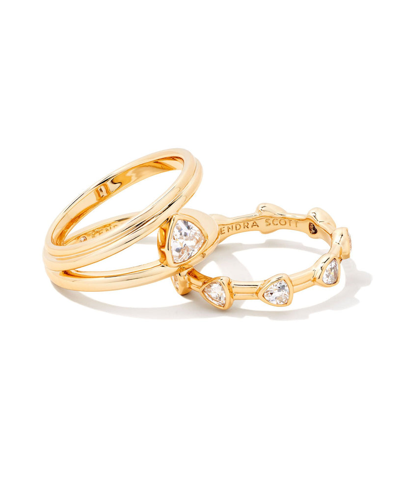 Cailin Gold Crystal Band Ring in White Crystal